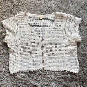 Rebellion White Button Down Crochet Top